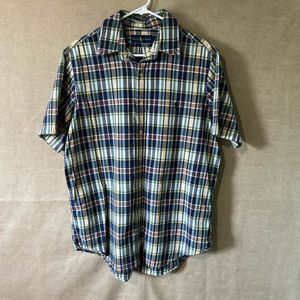 Polo Ralph Lauren Plaid Oxford Short Sleeve Size Lg
